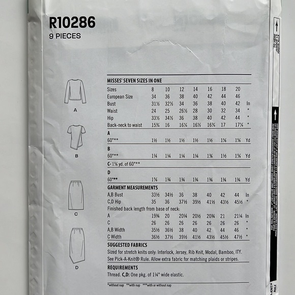 Lot of 4 Recent EASY SEWING PATTERNS New Look R10541 R10279 R10274 R 10286 - Picture 11 of 14